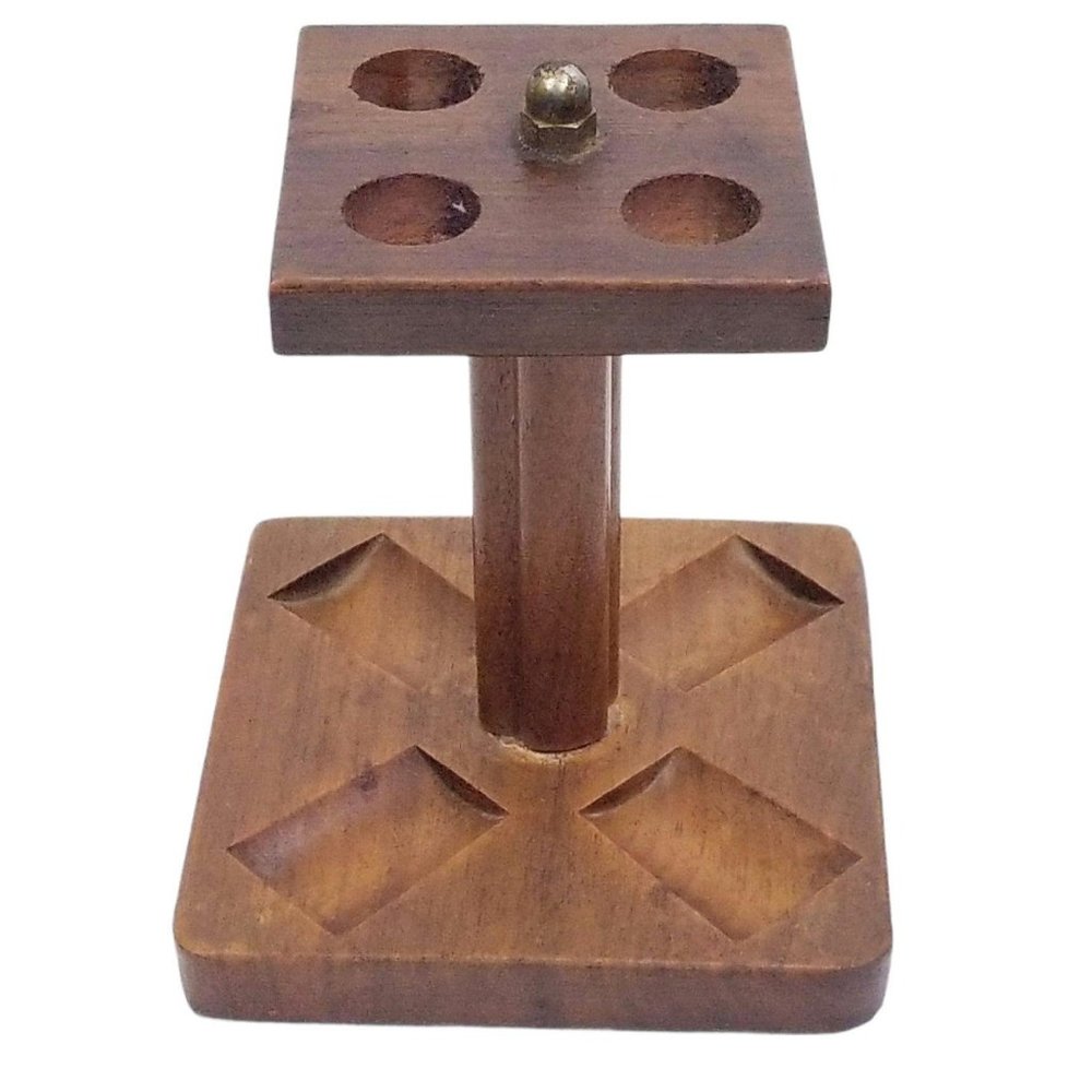 Vintage Wooden 4 Hole Pipe Stand Holder Pedestal